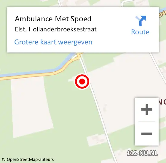 Locatie op kaart van de 112 melding: Ambulance Met Spoed Naar Elst, Hollanderbroeksestraat op 11 juni 2022 13:15