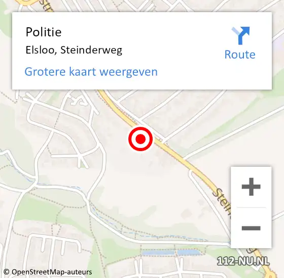 Locatie op kaart van de 112 melding: Politie Elsloo, Steinderweg op 11 juni 2022 13:30