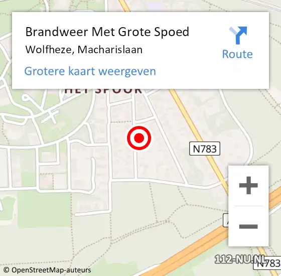 Locatie op kaart van de 112 melding: Brandweer Met Grote Spoed Naar Wolfheze, Macharislaan op 11 juni 2022 13:31