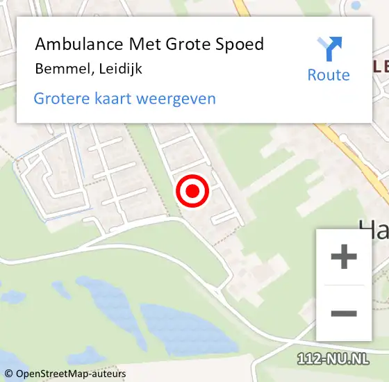 Locatie op kaart van de 112 melding: Ambulance Met Grote Spoed Naar Bemmel, Leidijk op 11 juni 2022 13:41