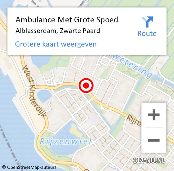 Locatie op kaart van de 112 melding: Ambulance Met Grote Spoed Naar Alblasserdam, Zwarte Paard op 11 juni 2022 14:05