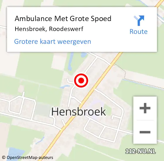 Locatie op kaart van de 112 melding: Ambulance Met Grote Spoed Naar Hensbroek, Roodeswerf op 11 juni 2022 14:06