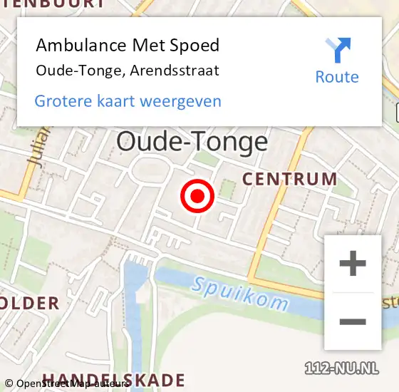 Locatie op kaart van de 112 melding: Ambulance Met Spoed Naar Oude-Tonge, Arendsstraat op 11 juni 2022 14:15