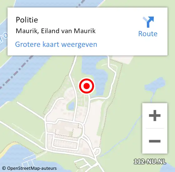 Locatie op kaart van de 112 melding: Politie Maurik, Eiland van Maurik op 11 juni 2022 14:21