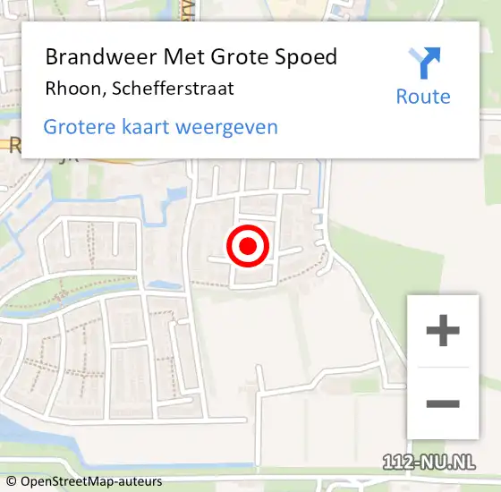 Locatie op kaart van de 112 melding: Brandweer Met Grote Spoed Naar Rhoon, Schefferstraat op 11 juni 2022 14:36