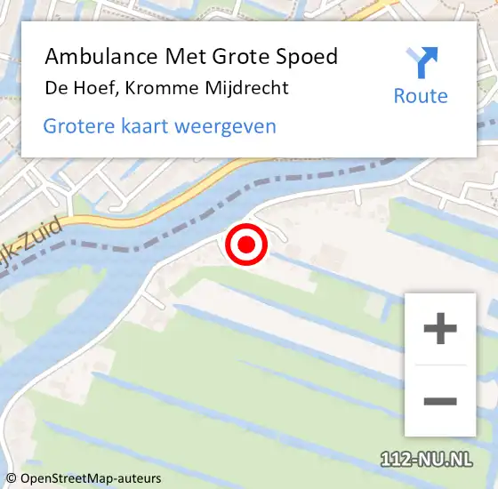 Locatie op kaart van de 112 melding: Ambulance Met Grote Spoed Naar De Hoef, Kromme Mijdrecht op 11 juni 2022 14:44