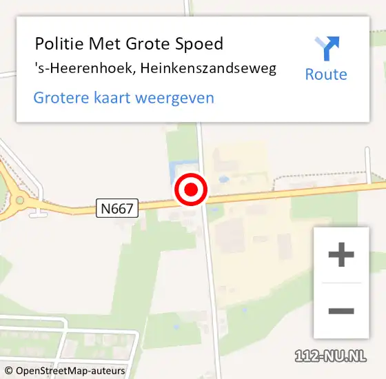 Locatie op kaart van de 112 melding: Politie Met Grote Spoed Naar 's-Heerenhoek, Heinkenszandseweg op 11 juni 2022 14:53