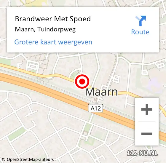 Locatie op kaart van de 112 melding: Brandweer Met Spoed Naar Maarn, Tuindorpweg op 11 juni 2022 14:59