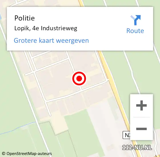 Locatie op kaart van de 112 melding: Politie Lopik, 4e Industrieweg op 11 juni 2022 15:00