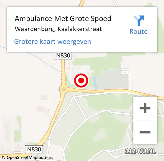 Locatie op kaart van de 112 melding: Ambulance Met Grote Spoed Naar Waardenburg, Kaalakkerstraat op 11 juni 2022 15:04