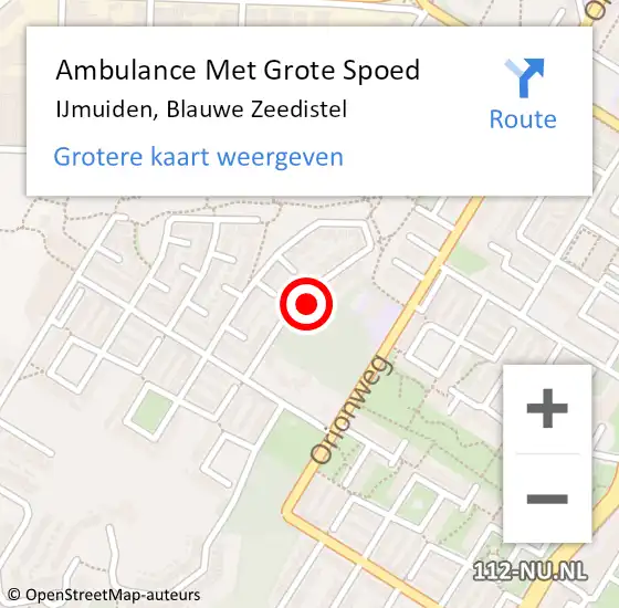 Locatie op kaart van de 112 melding: Ambulance Met Grote Spoed Naar IJmuiden, Blauwe Zeedistel op 11 juni 2022 15:05