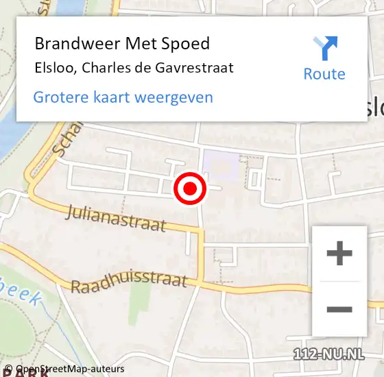 Locatie op kaart van de 112 melding: Brandweer Met Spoed Naar Elsloo, Charles de Gavrestraat op 11 juni 2022 15:41