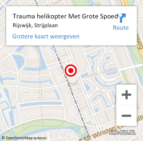 Locatie op kaart van de 112 melding: Trauma helikopter Met Grote Spoed Naar Rijswijk, Strijplaan op 11 juni 2022 15:50