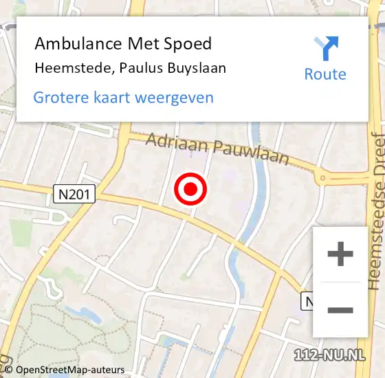 Locatie op kaart van de 112 melding: Ambulance Met Spoed Naar Heemstede, Paulus Buyslaan op 11 juni 2022 16:26