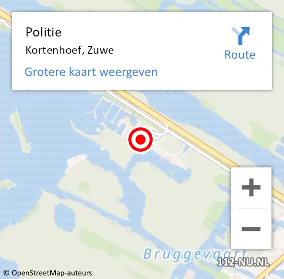 Locatie op kaart van de 112 melding: Politie Kortenhoef, Zuwe op 11 juni 2022 16:41