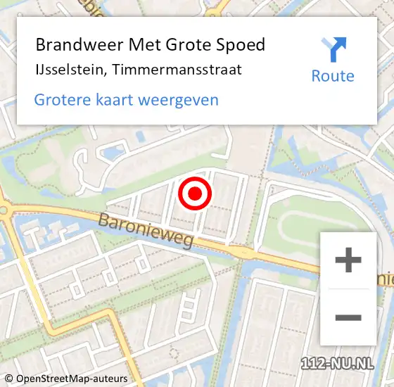 Locatie op kaart van de 112 melding: Brandweer Met Grote Spoed Naar IJsselstein, Timmermansstraat op 11 juni 2022 16:59