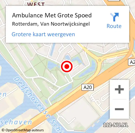 Locatie op kaart van de 112 melding: Ambulance Met Grote Spoed Naar Rotterdam, Van Noortwijcksingel op 11 juni 2022 17:01