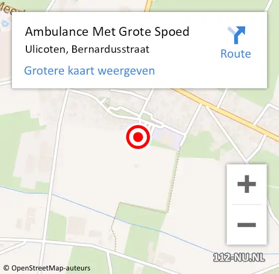 Locatie op kaart van de 112 melding: Ambulance Met Grote Spoed Naar Ulicoten, Bernardusstraat op 8 oktober 2013 21:08