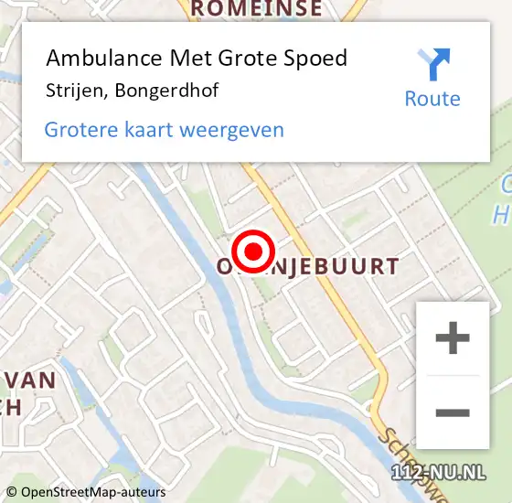 Locatie op kaart van de 112 melding: Ambulance Met Grote Spoed Naar Strijen, Bongerdhof op 11 juni 2022 17:47