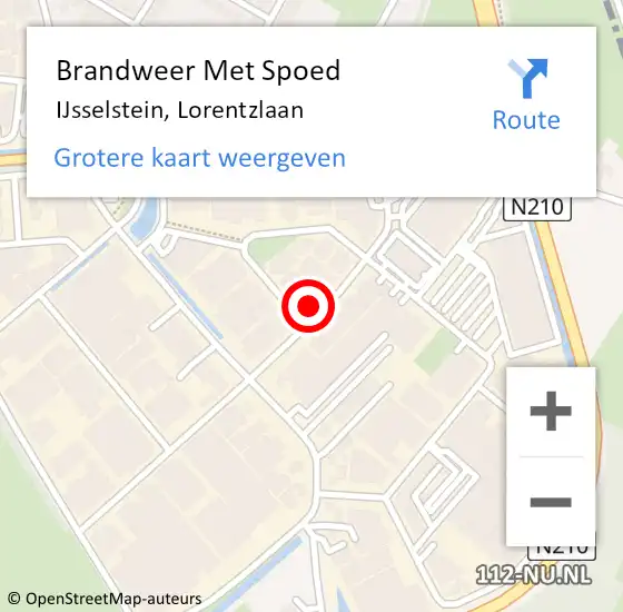 Locatie op kaart van de 112 melding: Brandweer Met Spoed Naar IJsselstein, Lorentzlaan op 11 juni 2022 17:56