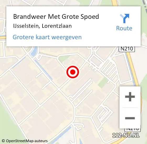 Locatie op kaart van de 112 melding: Brandweer Met Grote Spoed Naar IJsselstein, Lorentzlaan op 11 juni 2022 17:58