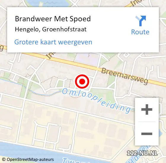 Locatie op kaart van de 112 melding: Brandweer Met Spoed Naar Hengelo, Groenhofstraat op 11 juni 2022 18:30