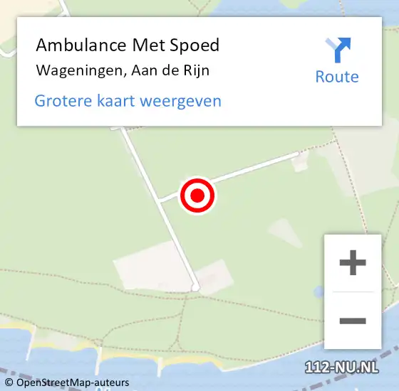 Locatie op kaart van de 112 melding: Ambulance Met Spoed Naar Wageningen, Aan de Rijn op 11 juni 2022 18:31