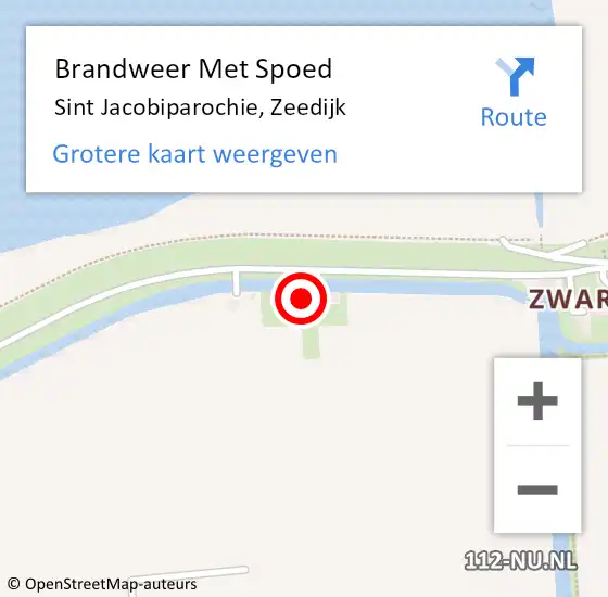 Locatie op kaart van de 112 melding: Brandweer Met Spoed Naar Sint Jacobiparochie, Zeedijk op 11 juni 2022 18:44