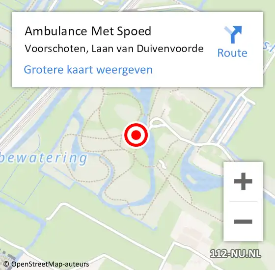 Locatie op kaart van de 112 melding: Ambulance Met Spoed Naar Voorschoten, Laan van Duivenvoorde op 11 juni 2022 18:49