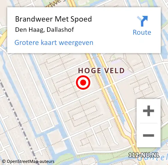 Locatie op kaart van de 112 melding: Brandweer Met Spoed Naar Den Haag, Dallashof op 11 juni 2022 19:15