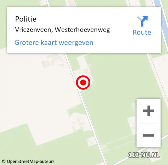 Locatie op kaart van de 112 melding: Politie Vriezenveen, Westerhoevenweg op 11 juni 2022 19:34