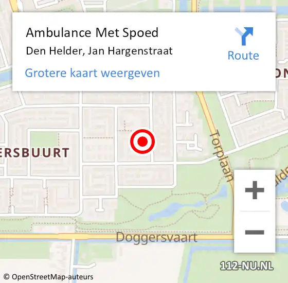 Locatie op kaart van de 112 melding: Ambulance Met Spoed Naar Den Helder, Jan Hargenstraat op 11 juni 2022 19:36