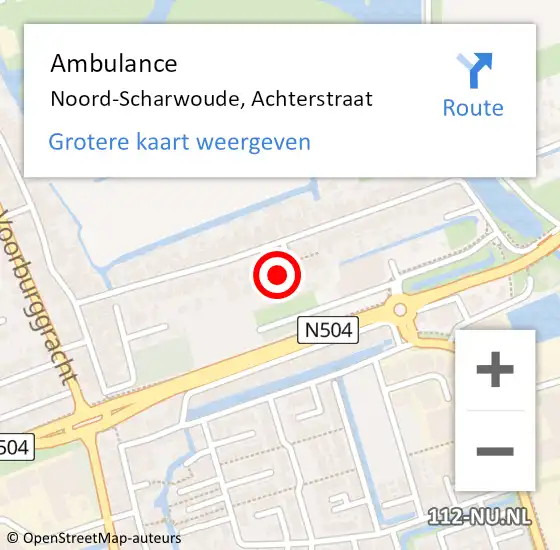 Locatie op kaart van de 112 melding: Ambulance Noord-Scharwoude, Achterstraat op 11 juni 2022 19:50