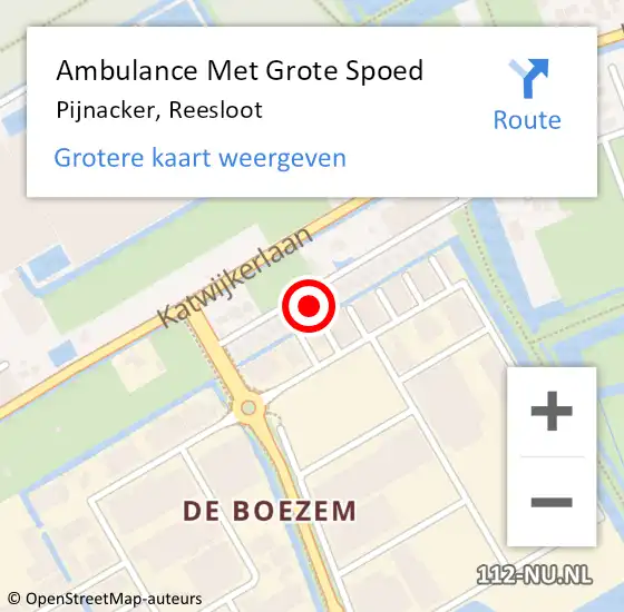 Locatie op kaart van de 112 melding: Ambulance Met Grote Spoed Naar Pijnacker, Reesloot op 11 juni 2022 19:55