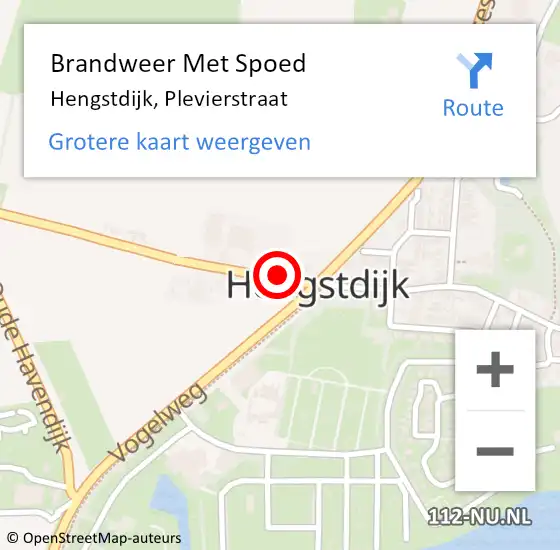 Locatie op kaart van de 112 melding: Brandweer Met Spoed Naar Hengstdijk, Plevierstraat op 11 juni 2022 20:04