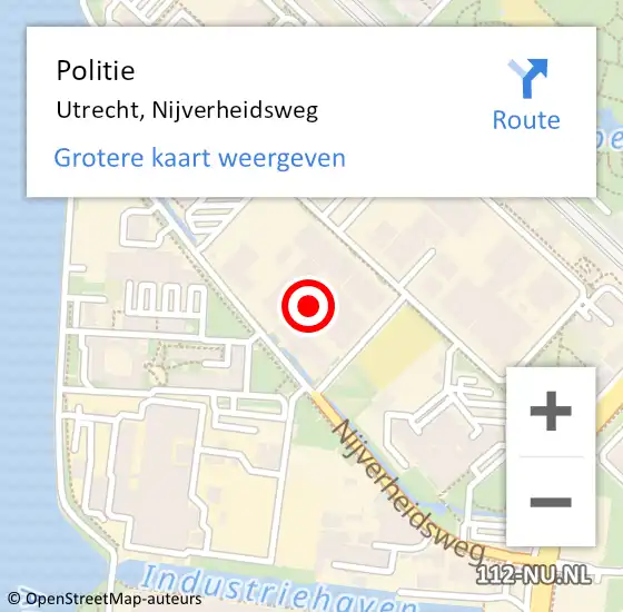 Locatie op kaart van de 112 melding: Politie Utrecht, Nijverheidsweg op 11 juni 2022 20:21