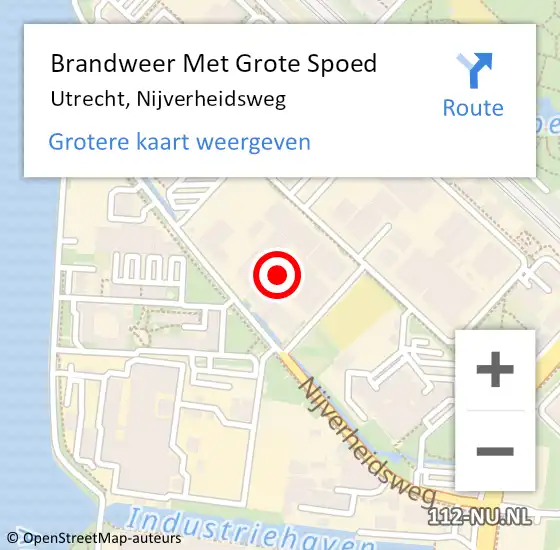 Locatie op kaart van de 112 melding: Brandweer Met Grote Spoed Naar Utrecht, Nijverheidsweg op 11 juni 2022 20:21