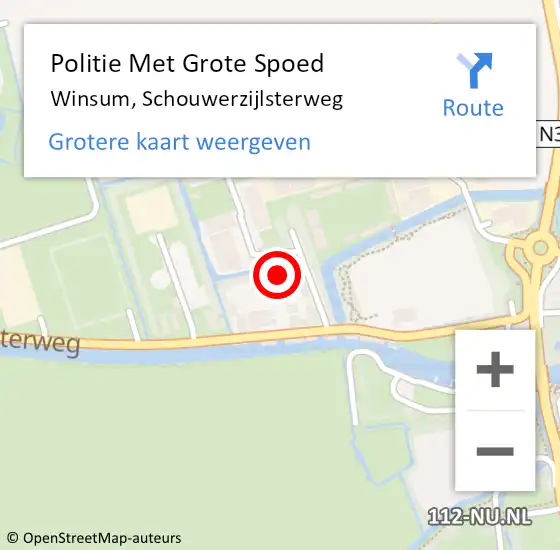 Locatie op kaart van de 112 melding: Politie Met Grote Spoed Naar Winsum, Schouwerzijlsterweg op 11 juni 2022 20:22