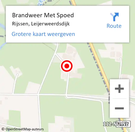 Locatie op kaart van de 112 melding: Brandweer Met Spoed Naar Rijssen, Leijerweerdsdijk op 11 juni 2022 20:34