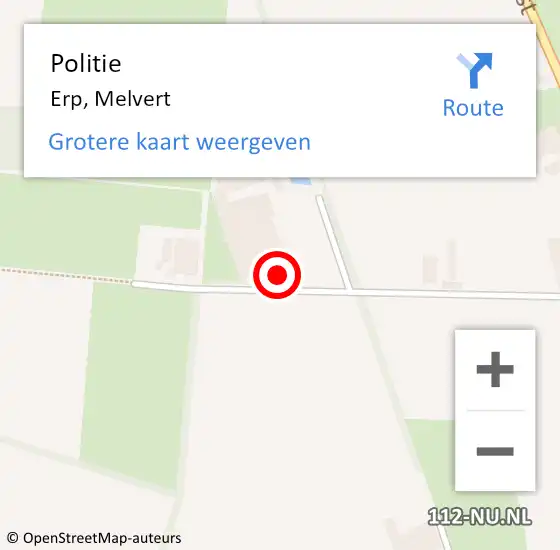 Locatie op kaart van de 112 melding: Politie Erp, Melvert op 11 juni 2022 20:37