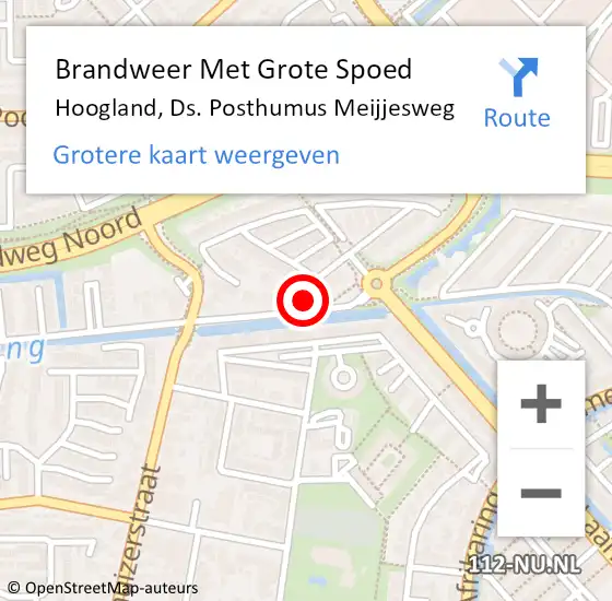 Locatie op kaart van de 112 melding: Brandweer Met Grote Spoed Naar Hoogland, Ds. Posthumus Meijjesweg op 11 juni 2022 20:40