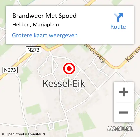 Locatie op kaart van de 112 melding: Brandweer Met Spoed Naar Helden, Mariaplein op 11 juni 2022 20:44