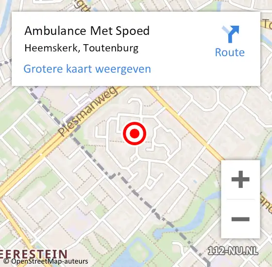 Locatie op kaart van de 112 melding: Ambulance Met Spoed Naar Heemskerk, Toutenburg op 11 juni 2022 21:18