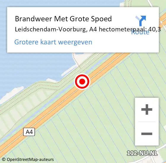 Locatie op kaart van de 112 melding: Brandweer Met Grote Spoed Naar Leidschendam-Voorburg, A4 hectometerpaal: 40,3 op 11 juni 2022 21:20