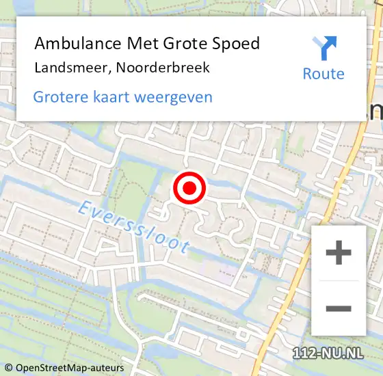 Locatie op kaart van de 112 melding: Ambulance Met Grote Spoed Naar Landsmeer, Noorderbreek op 11 juni 2022 21:30