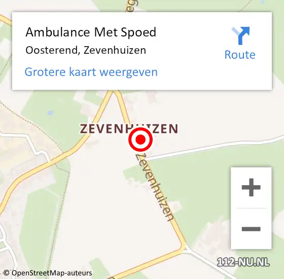 Locatie op kaart van de 112 melding: Ambulance Met Spoed Naar Oosterend, Zevenhuizen op 11 juni 2022 21:33