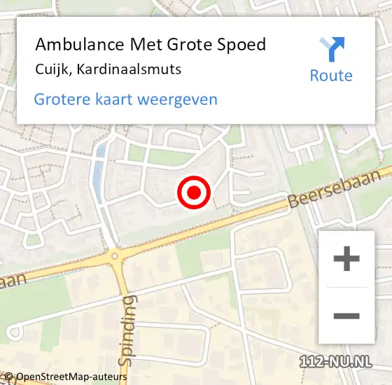 Locatie op kaart van de 112 melding: Ambulance Met Grote Spoed Naar Cuijk, Kardinaalsmuts op 11 juni 2022 21:43