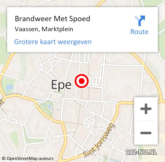 Locatie op kaart van de 112 melding: Brandweer Met Spoed Naar Vaassen, Marktplein op 11 juni 2022 21:46