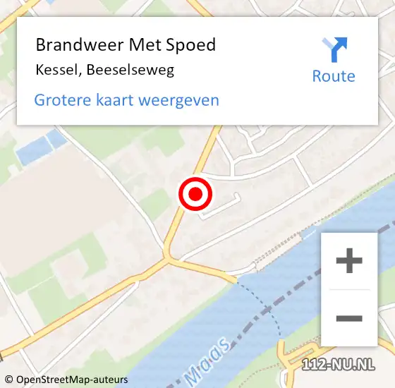 Locatie op kaart van de 112 melding: Brandweer Met Spoed Naar Kessel, Beeselseweg op 11 juni 2022 22:18