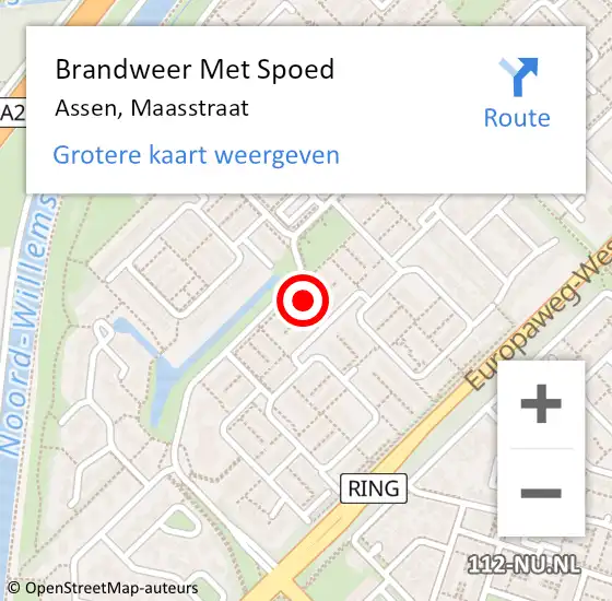 Locatie op kaart van de 112 melding: Brandweer Met Spoed Naar Assen, Maasstraat op 11 juni 2022 22:24